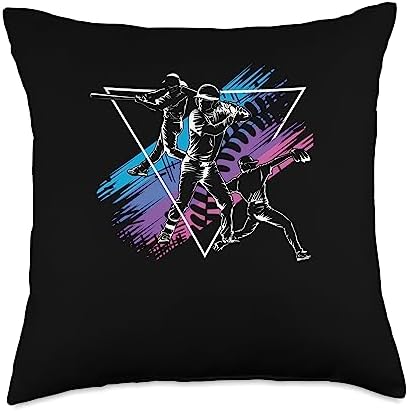 Baseball Team Players Batter Pitcher Catcher Throw Pillow 18x18 Multicolor