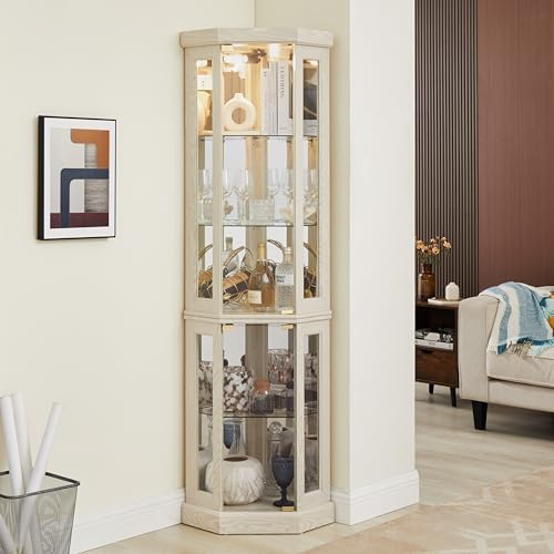 Ball Cast 6984 Lighted Corner Curio Cabinet with Glass Doors
