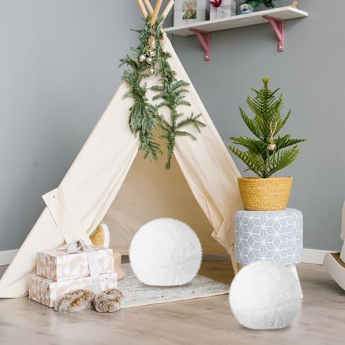 Harrycle 2 Piece Round Plush Throw Pillow Set White 10 Inch Decorative For Home