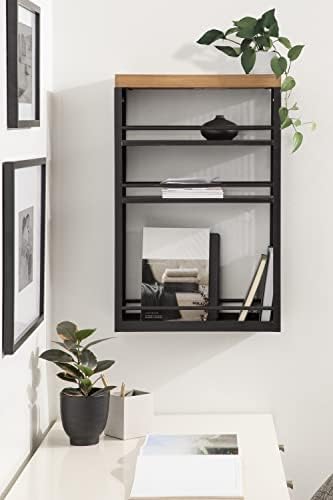 Kate and Laurel Piazza Decorative Storage Cart 18x7x30 Natural Wood and Black