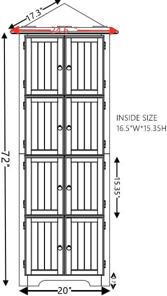 Softsea 4-Tier Corner Kitchen Pantry Cabinet with 8 Doors 72 Tall Cherry Hutch