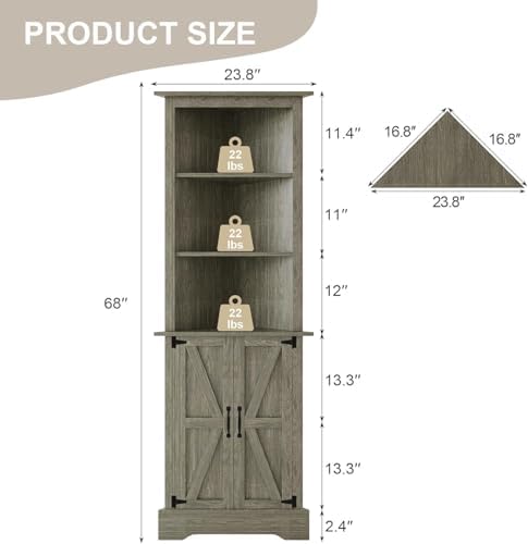 4 Ever Winner Tall Corner Cabinet with Doors