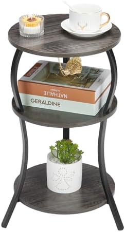 YEAKOO Vintage 3-Tier Round End Table for Small Spaces