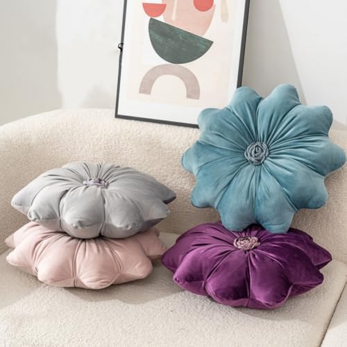 Flower Shaped Velvet Throw Pillow for Sofa and Home Decor