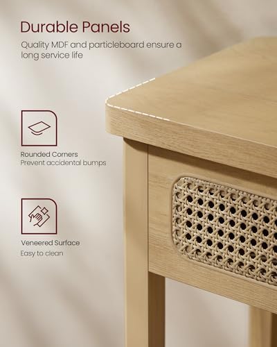 VASAGLE Console Table with 2 Drawers and Open Shelf Boho Style Oak Beige
