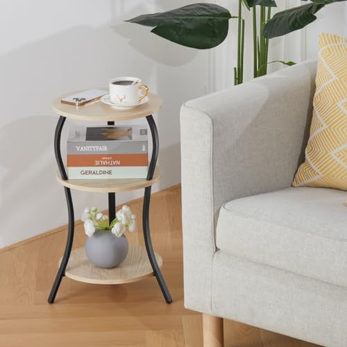 YEAKOO Vintage 3-Tier Round Side Table with Storage