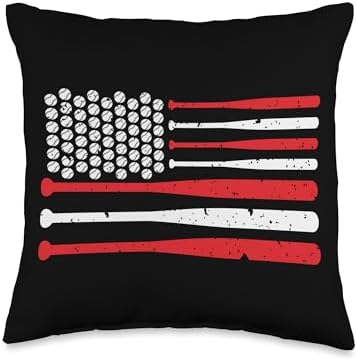 Baseball Pitcher Catching USA Flag Throw Pillow