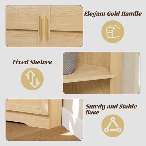 ROMMAK 67 Inch Tall Corner Cabinet with 2 Doors and Shelves