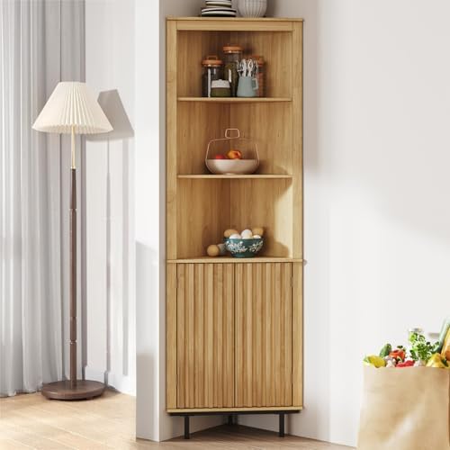 Maupvit Modern Boho Corner Shelf 69 Inch Storage Cabinet