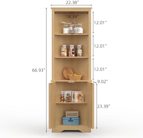 67 Inch Tall Corner Cabinet with Doors