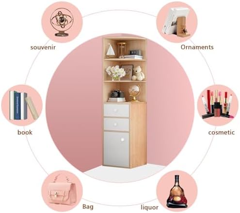 Washranp Tall Corner Cabinet with Open Shelves and Drawer
