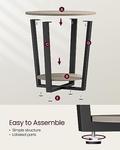VASAGLE Round End Table with Storage Shelf