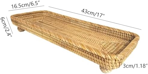 i-lan 17 Inch Rectangle Wicker Pedestal Display Riser for Table Centerpiece