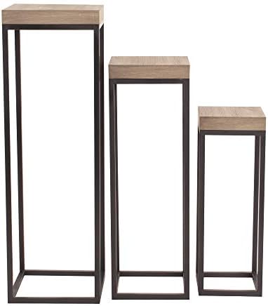 Howard Elliott Set of 3 Tall Plant and Side Pedestal Stand