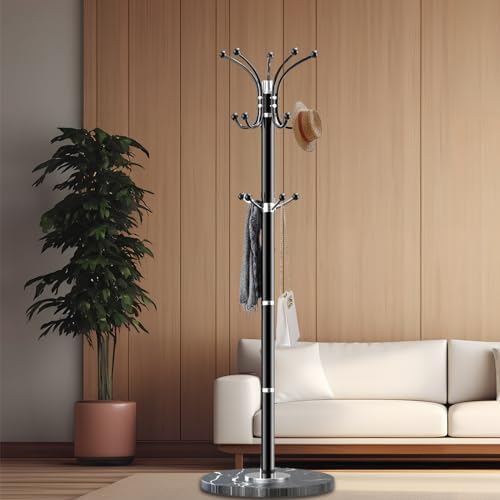 Snaikor Modern Coat Rack with Marble Base Black