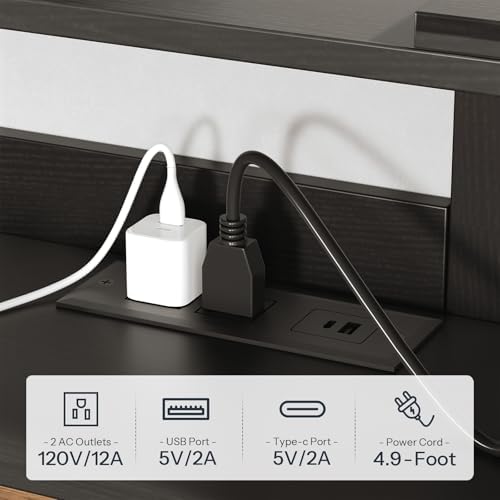 HOOBRO 622 Floating TV Stand with Power Outlet Black