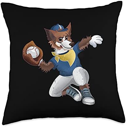 Dog Baseball Player Pitcher Throw Pillow