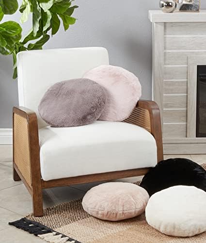 Saro Lifestye Faux Rabbit Fur Throw Pillow 16x16 Ivory
