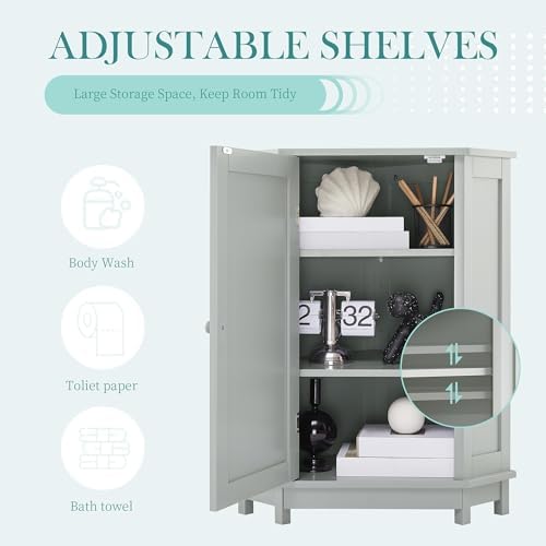 Merax Corner Storage Cabinet with Adjustable Shelf Grey