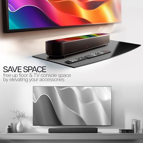 VIVO Floating Wall Mount Tempered Glass Shelf Black
