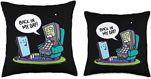 Back In My Day Retro Phone Comic Throw Pillow