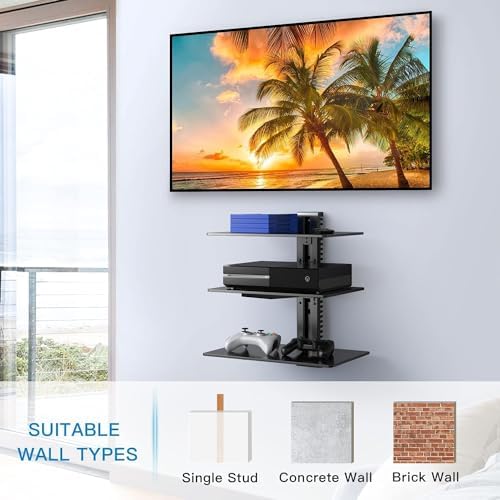 PERLESMITH Floating Wall Mount Shelf AV Mount - 165lbs Load Capacity