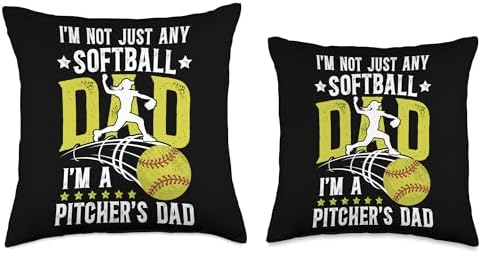 Funny Softball Pitcher Dad Fathers Day Throw Pillow