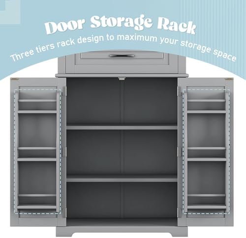 Tall Bathroom Storage Cabinet with Adjustable Shelves and Drawer
