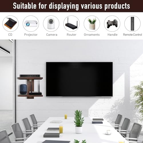Floating Projector Wall Mount TV Shelf 2 Tiers Walnut