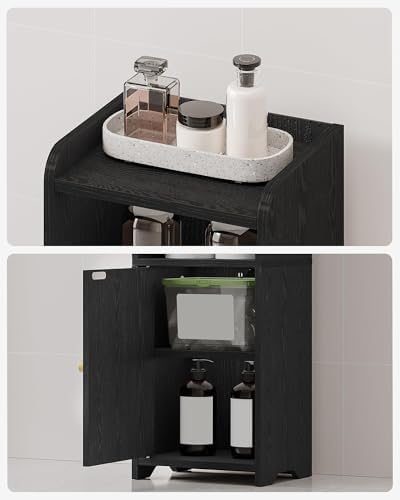 Bathroom Storage Cabinet with Arched Doors and Adjustable Shelves Black BC29704X