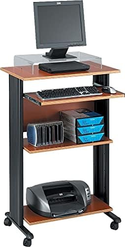 Safco MUV Mobile Stand-Up Desk - 2 Adjustable Shelves - Cherry Finish