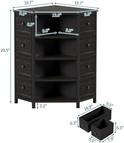LUMTOK 8 Drawer Corner Dresser with Storage