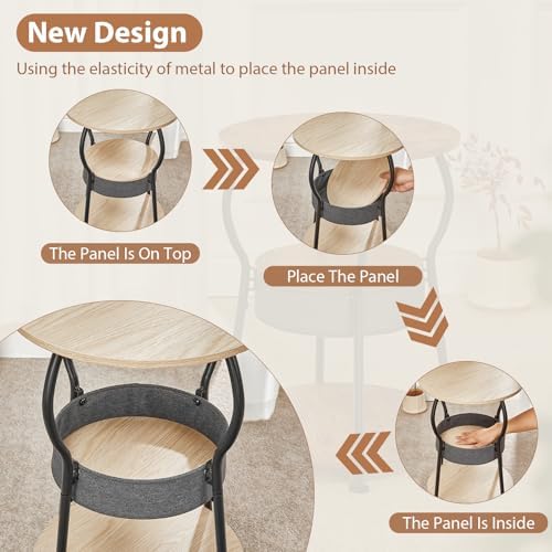 ZEXVIDA Small Round Side Table with Storage