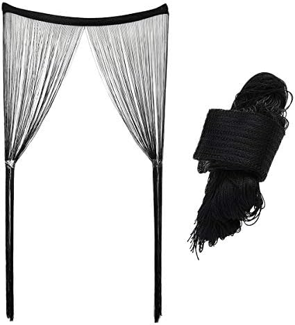 ARTIBETTER Black String Curtain Tassel Valance Room Divider
