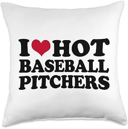 I Love Hot Baseball Pitchers Throw Pillow 18x18 Multicolor