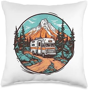 Mountain Throw Pillow for RV Camper Enthusiasts