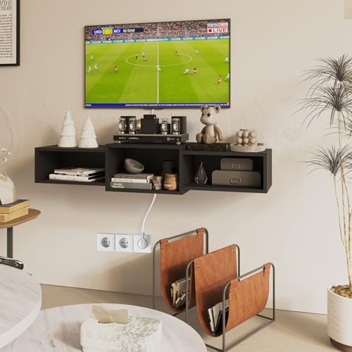 IBUYKE Floating TV Stand Wall Mounted with Power Outlet