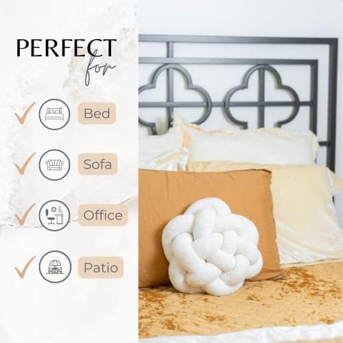 2C Home Large White Knotted Pillow 13 Inch Round Throw Pillow