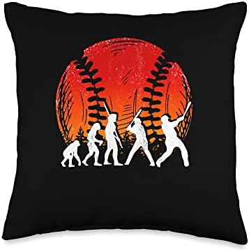 Baseball Player Evolution Catcher Pitcher Throw Pillow