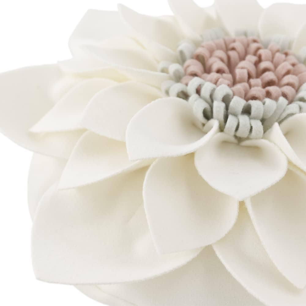 3D Flower Throw Pillow 14 Inches Cream Decor