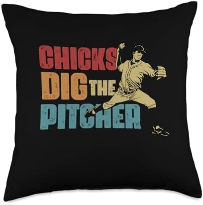 Baseball Pitcher Funny Chick Dig The Pitcher Softball Throw Pillow