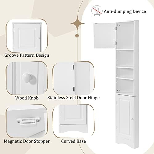 669 Inch Tall Corner Bathroom Cabinet with Doors