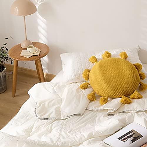 Decorative Round Fringe Throw Pillow with Inserts 16 Inch