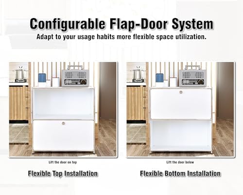 325 Inch Flip Top Side Table with Detachable Wheels and Storage - Modern Orange Bedroom Furniture
