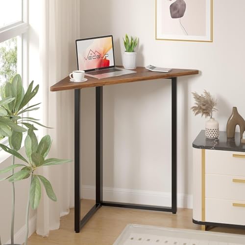 VECELO Corner Shelf Metal Frame End Table for Small Spaces
