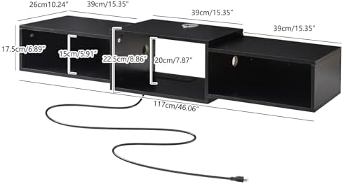IBUYKE Floating TV Stand Wall Mounted with Power Outlet