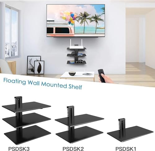 PERLESMITH Floating Wall Mount Shelf AV Mount - 165lbs Load Capacity