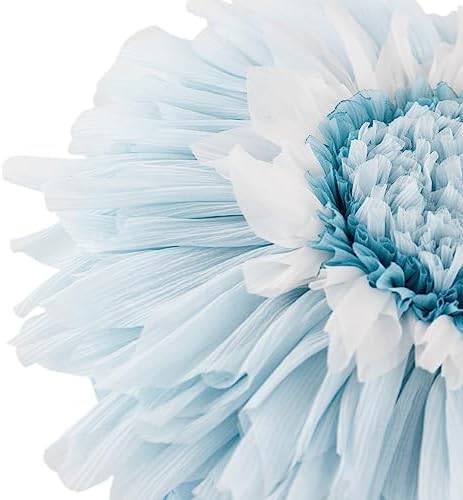 3D Flower Throw Pillow 14 inch Blue Velvet Decor
