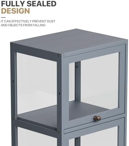MoNiBloom 55 Inch Tall Slim Clear Cabinet With Gray Acrylic Door