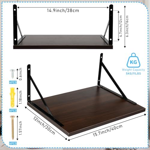 2 Pcs Deep Floating Shelves for Projector and Storage